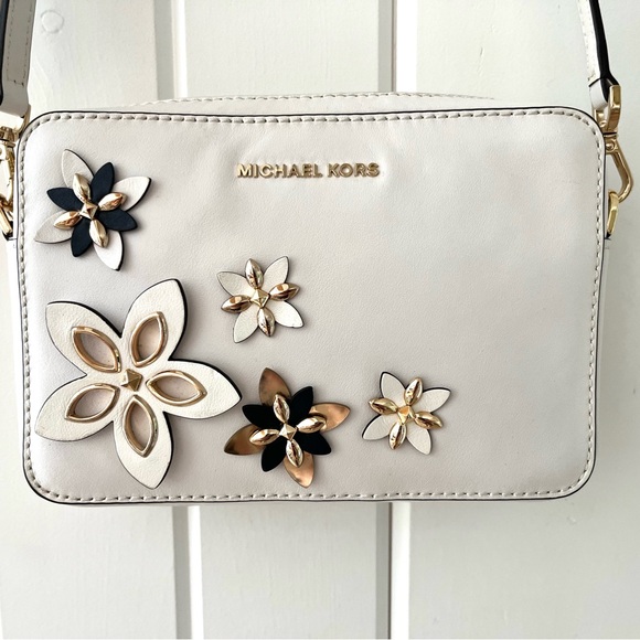 Michael Kors White Floral Embellished Crossbody Bag - Picture 1 of 9